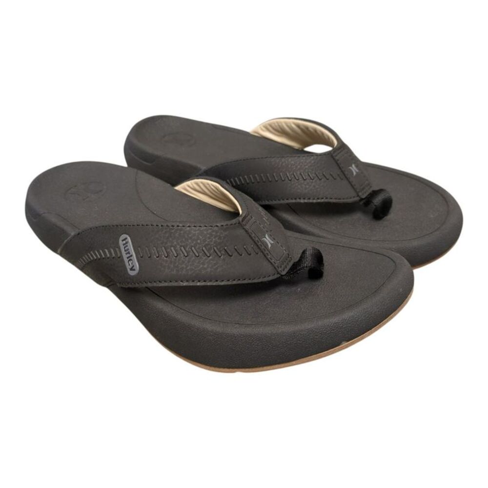 Hurley Men's Padded Strap Wave Non-Slip Outsole Flip-Flop - Black
